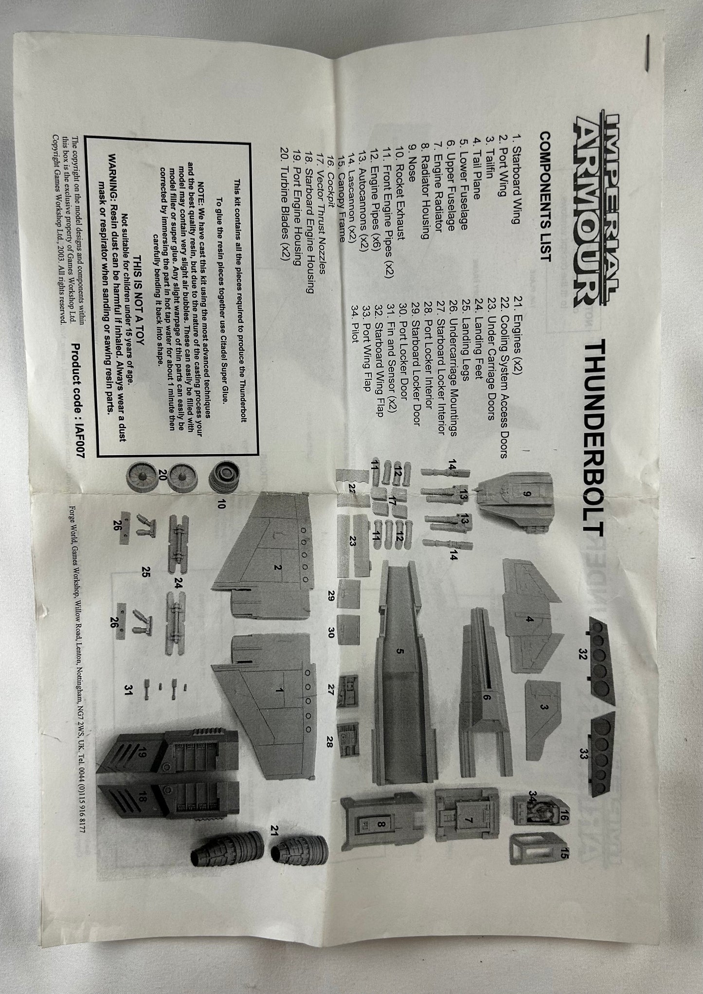Forge World Resin Imperial Navy Thunderbolt Fighter (New)