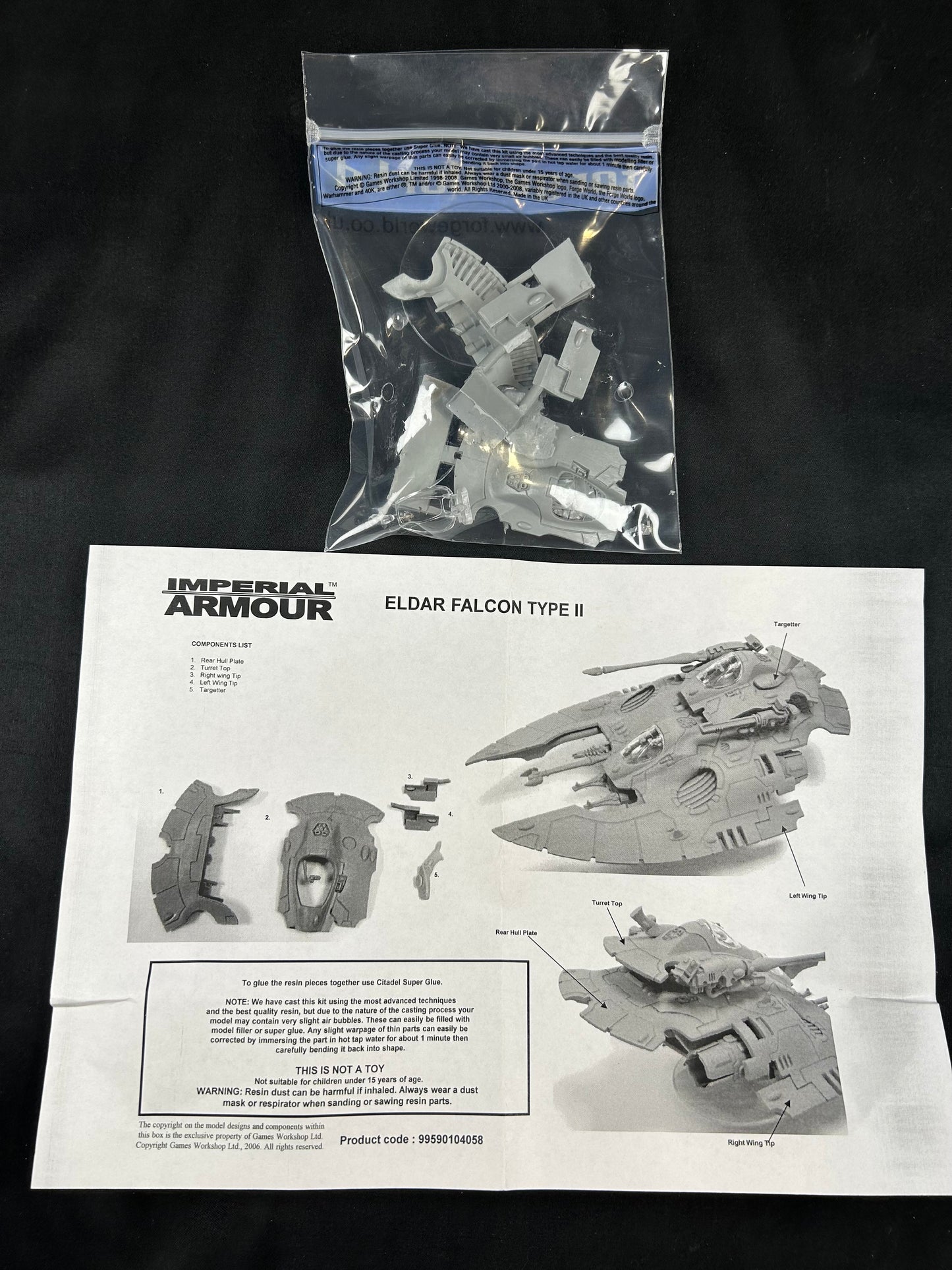 Aeldari Forge World Falcon Type II Vehicle + Conversion Kit (Resin, OOP, Rare)